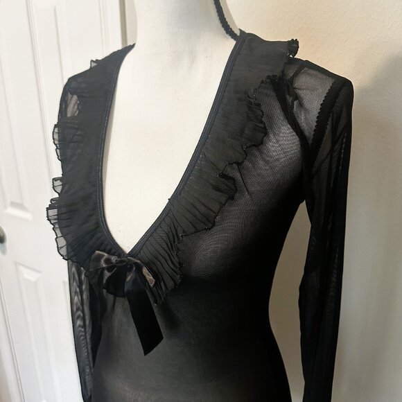 Dreamgirl sheer black long sleeve top - Size L - Picture 2 of 4